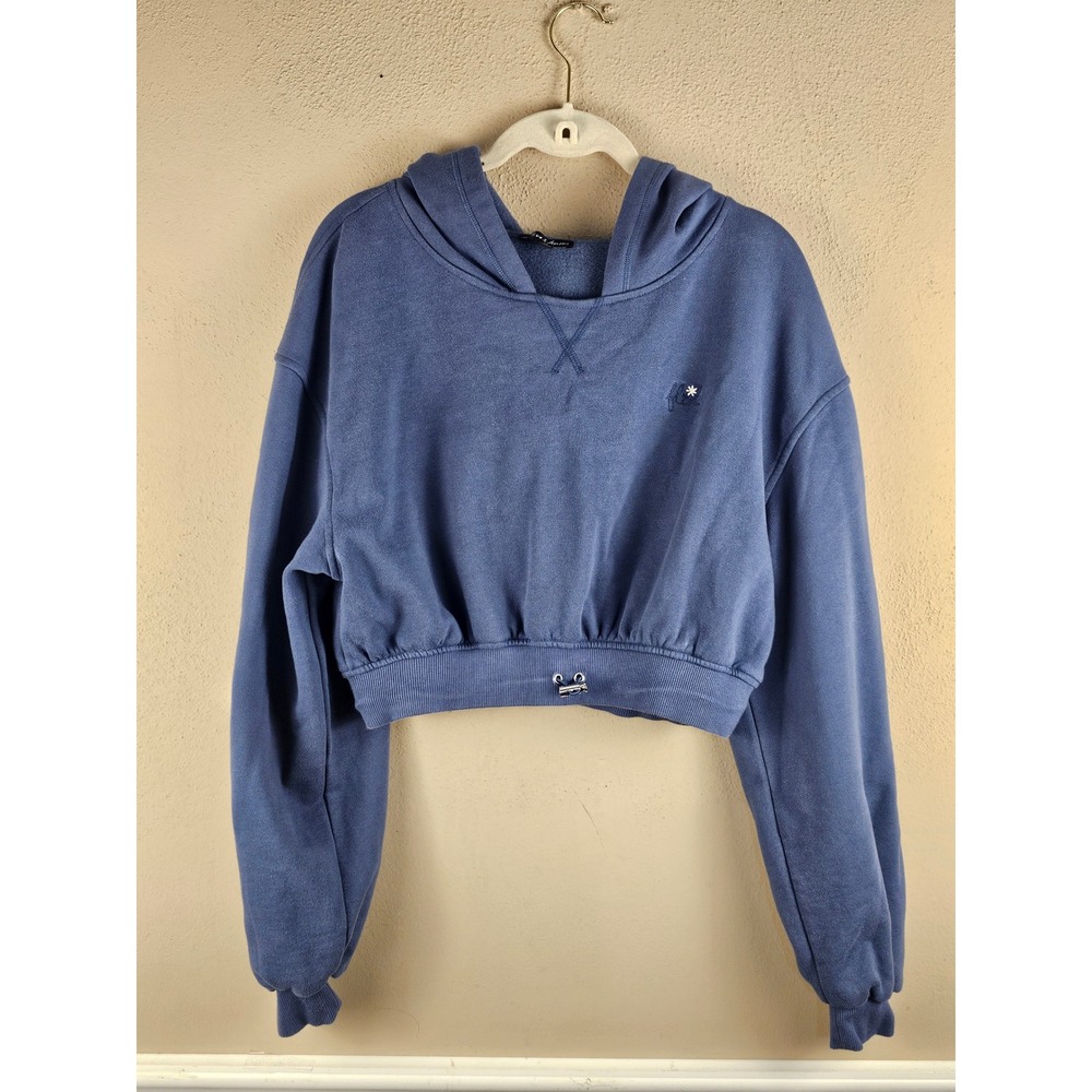 For Love & Lemons Womens Slate Blue Josie Cropped Hoodie Medium